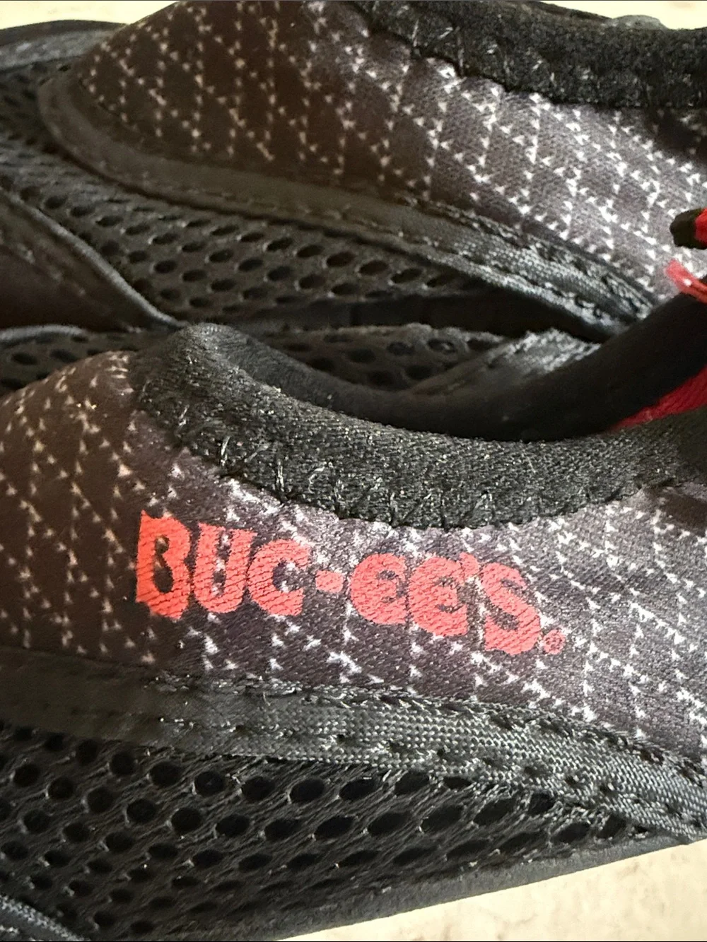 Buc-ees Black Slip-On Mesh Water Shoes for kids